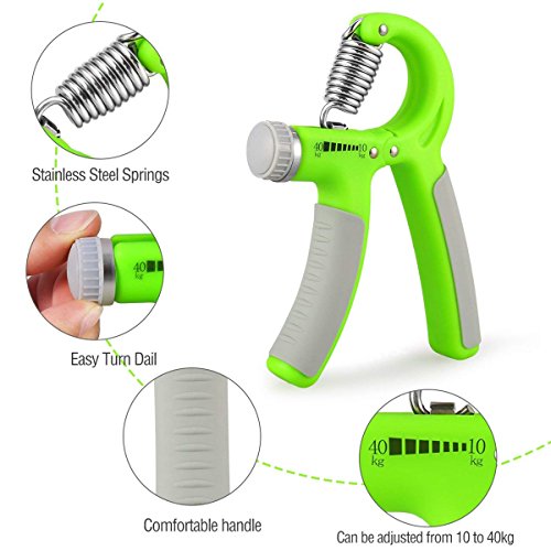 Xiaoai Hand Grip Strengthener Adjustable Resistance 22-88 Lbs Grip Exerciser, Hand Squeezer, Forearm Grip, Hand Exercise, Finger Strengthener for Athletes Pianists Therapy (Green) - Thumbnail 3