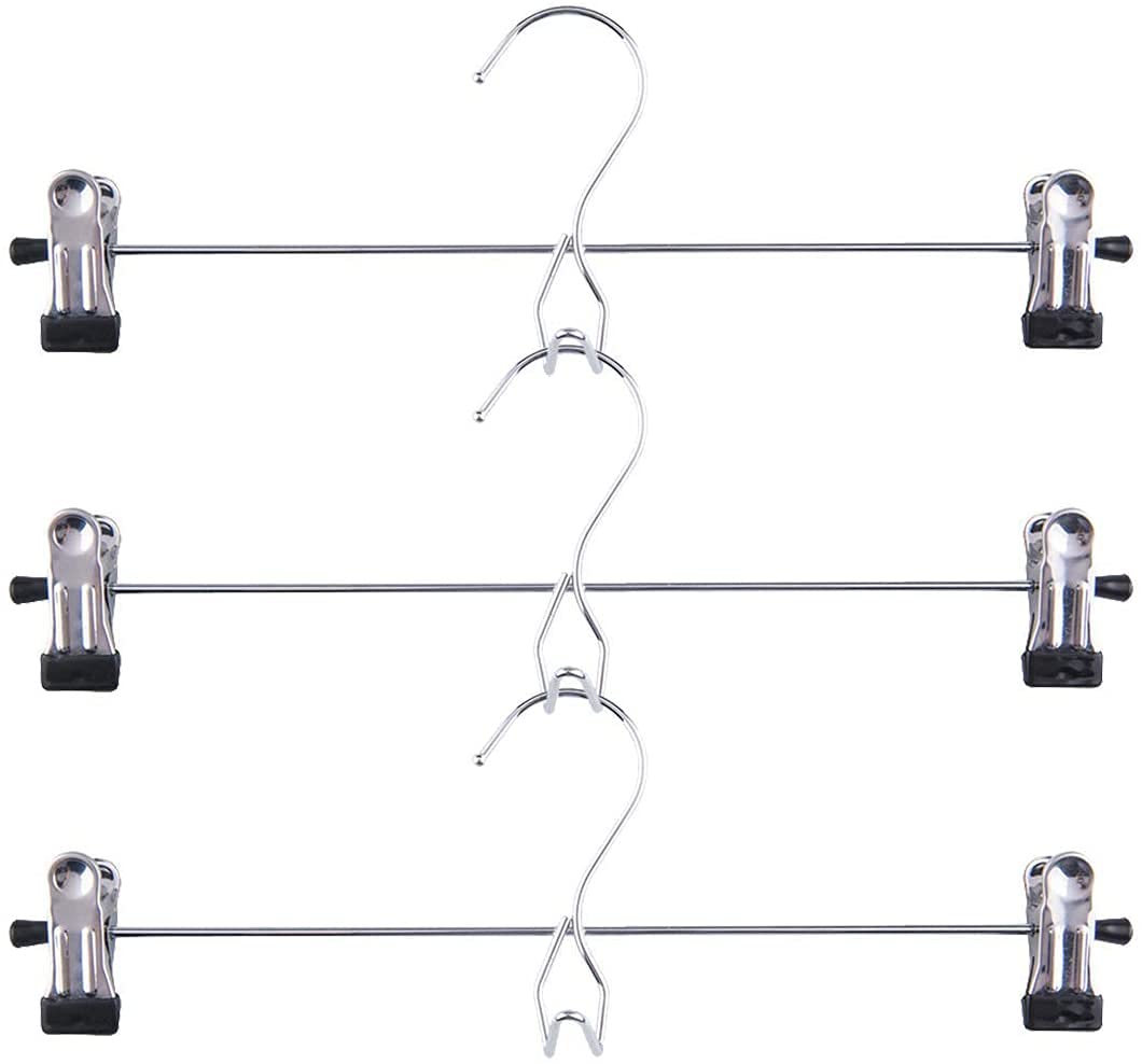 Tosnail 15 Pack Skirt Hangers Add-On Hangers Stackable Hangers Cascading Hangers Pants Hangers with Clips