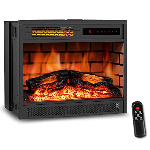 LIFEPLUS 22" Electric Fireplace Insert Infrared Quartz Recessed Heater