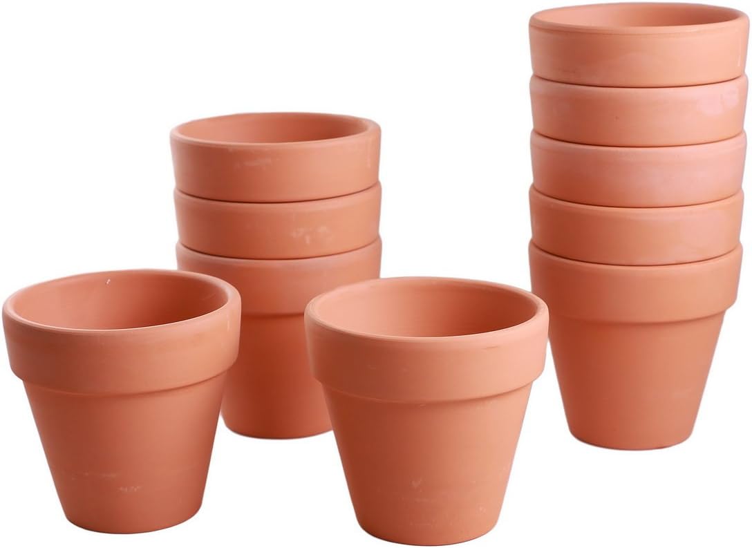Terra Cotta Pots 4 Inch 10 Pack - Yikush Clay Pots Ceramic Planter Flower Container Great for Plants