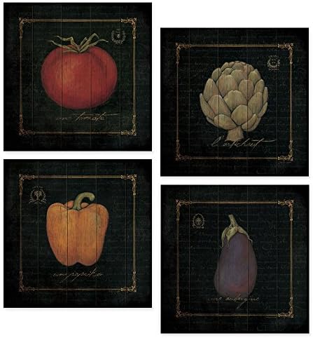 Four Tuscan Garden Set 12x12 European Unframed Art Print Kitchen Food Wall Décor