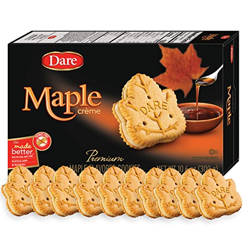 Dare Maple Leaf Crème Cookies - Classic Canadian Cookie Made with Real Maple Syrup, Peanut Free - 10.6 Ounces (Pack of 12) (Best Souvenirs From Turkey)