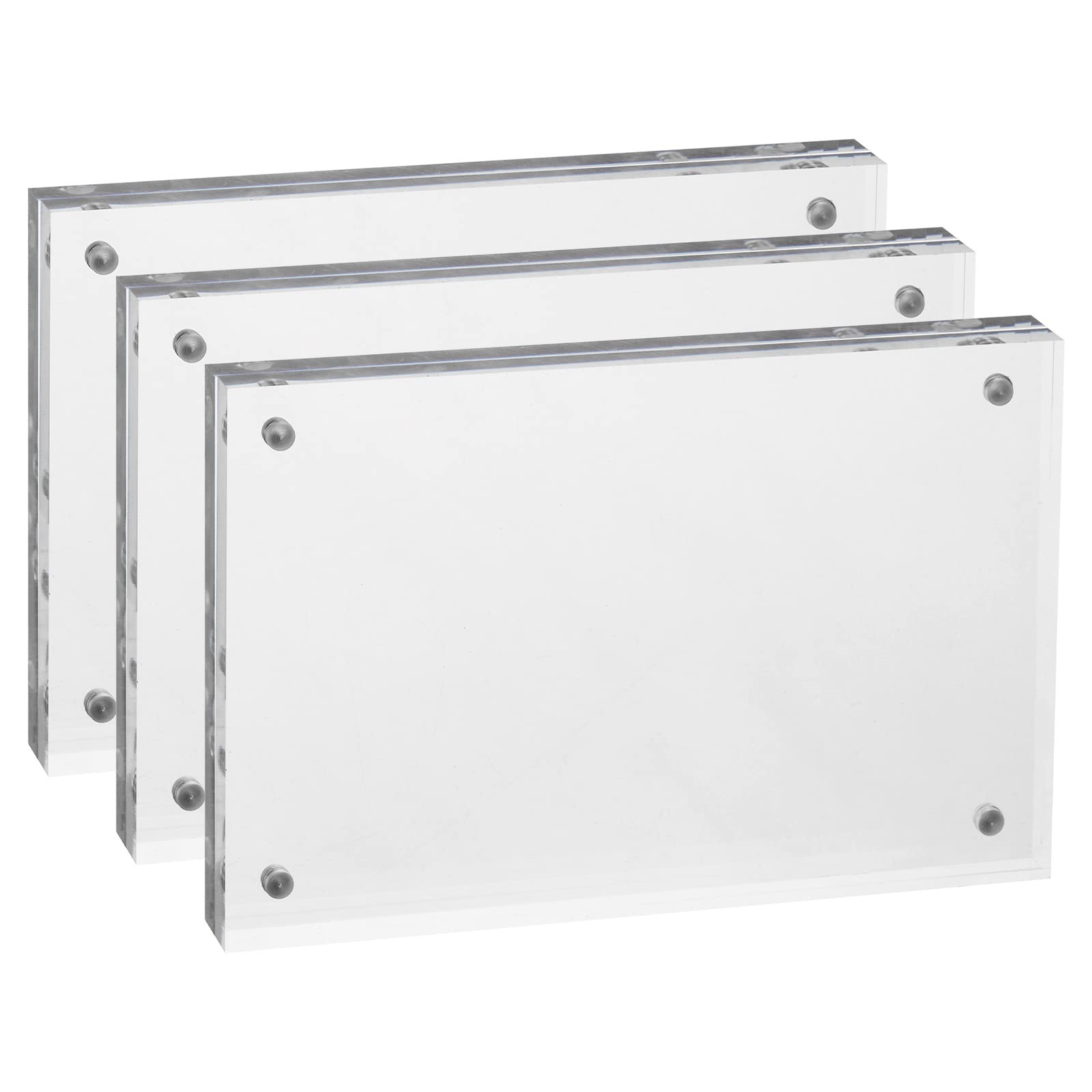 PATIKIL Floating Photo Frame, 3.5" x 5" 3 Pack Desktop Frameless Picture Frame Double Sided Acrylic Magnetic Display Frame for Family Travel Party Photo Souvenirs Artwork, Clear