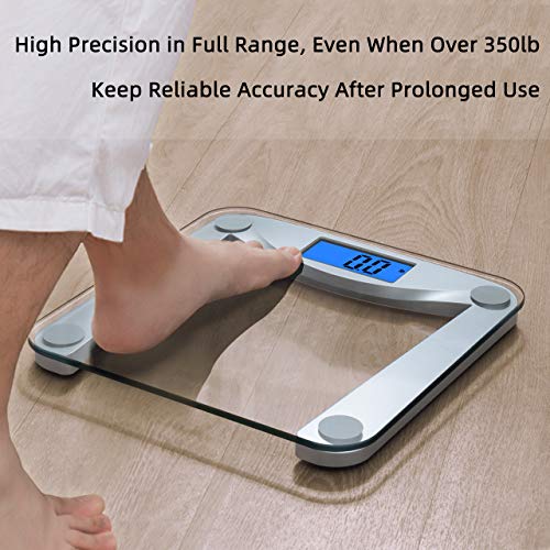 Vitafit-Digital-Body-Weight-Bathroom-Scale-Weighing-Scale-with-Step-On-TechnologyExtra-Large-Blue-Backlit-Display-and-Batteries-Included-400-PoundsClear-Glass