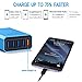 Lumsing Quick Charge 2.0 40W Multi-Port USB Desktop Charging Station Dock with Smart IC Technology, 1 Port QC2.0 + 4 Port with Smart IC Technology, 5 Port USB Desktop Charger for SmartPhones Blue