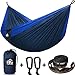 Double Camping Hammock - 10.5 x 6.5 FT (9ft Tree Straps, 2 Carabiners) - 2 Person, Portable, Lightweight Parachute Nylon 210T Hammocks - for Backpacking, Travel, Hiking, Patio (Double)