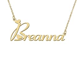 Aoloshow 18k Gold Plated Heart Breanna Name Pendant