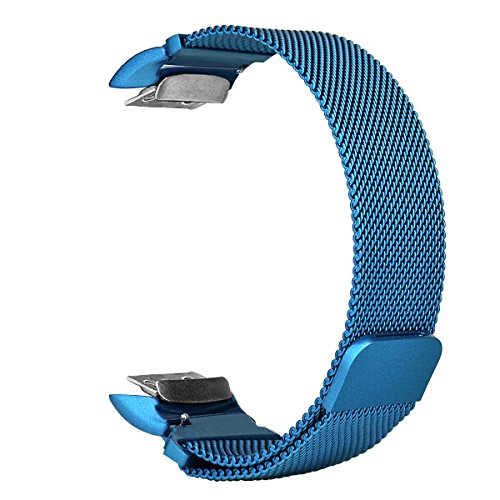 Gear Fit2 Band - V-Moro Blue Milanese Loop Mesh Stainless Steel Metal Bracelet Strap with Strong Magnet for Samsung Gear Fit2 Fit 2 Smartwatch 5.3"-7.5"