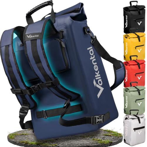 Valkental® 3in1 Fahrradtasche [Bis 25L] - Das Original - Geeignet als Gepäckträgertasche, Rucksack und Umhängetasche - 100% Wasserdicht & Reflektieren