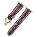 iStrap Alligator Grain Calf Leather Watch Band fit Apple iWatch 42mm Model Brown Deployment Clasp