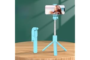 Portable Selfie Stick Tripod, 360° Rotatable Phone Holder, Extendable 700mm Stand, 19cm Folded Size (Blue)