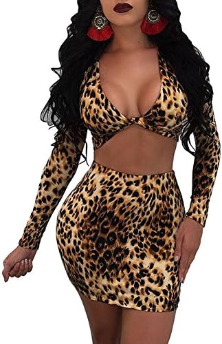 Vamvie Women's Sexy 2 Pieces Dress Lace See Through Bodycon Long Sleeve Crop Tops+Midi Skirt