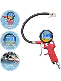 MICTUNING Portable Tire Inflator, Digital Tire Pressure Gauge with Lock-On Air Chuck - 150PSI, 10BAR, 1000KPA, 10KG/CM2