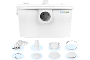 FLODREAM 750W Macerator Pump for Basement Bathroom, Macerating Toilet Pump with 4 Water Inlets for Toilet, Kitchen, Sink, Bathtub, Laundry Machine, Waste Water Disposal Sewage Pump，32ft Vertically Upflush