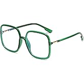 bullabulling Retro Square Reading Glasses For Women Blue Light Blocking Oversized Eyeglass Frames Large lens