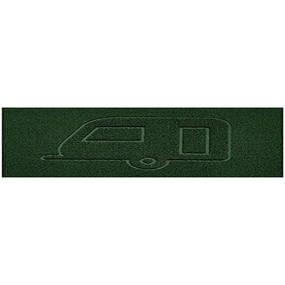 Nicoman Embossed Spaghetti Door Mat Dirt-Trapper Jet-Washable Doormat 70x43cm (Green, CARAVAN Shape) - Use on Carpet ONLY
