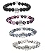 Milacolato 4Pcs Natural Stone Bead Bracelet for Girls Women Lucky Healing Bracelet (paw+heart)