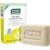 Thursday Plantation Tea Tree Cleansing Bar - with Pure Tea Tree Oil &amp; Crushed Leaves - Gentle Exfoliation for Face, Body, and Hands - Deep Cleansing Soap for Acne-Prone Skin - 3.35oz (95g)