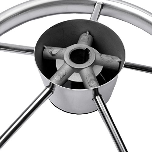 image for D DOLITY 5-Spoke 13-1/2 Inch Stainless Boat Steering Wheel 3/4 Inch Sh