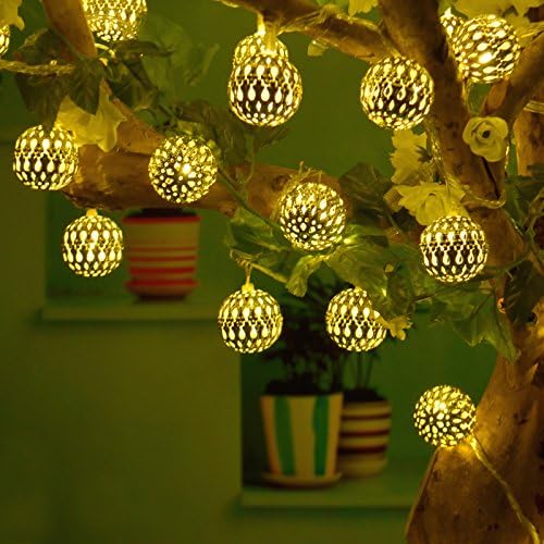 NEWBRELLAs 16.4ft 30 LED Silver Filigree Waterproof Christmas Wedding Decoration String Fairy lights for Patio/Garden/Gazebo/Room/Bar - Warm White
