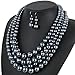 KOSMOS-LI Multi Layer Large Pearl Strand Necklace Bracelet And Earring Imitate Grey Pearl Jewelry Set For Women
