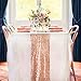 TRLYC 12 x 120 Inch Sparkly Rose Gold Sequin Table Runner,Sequin Tablelcoth Rose Gold