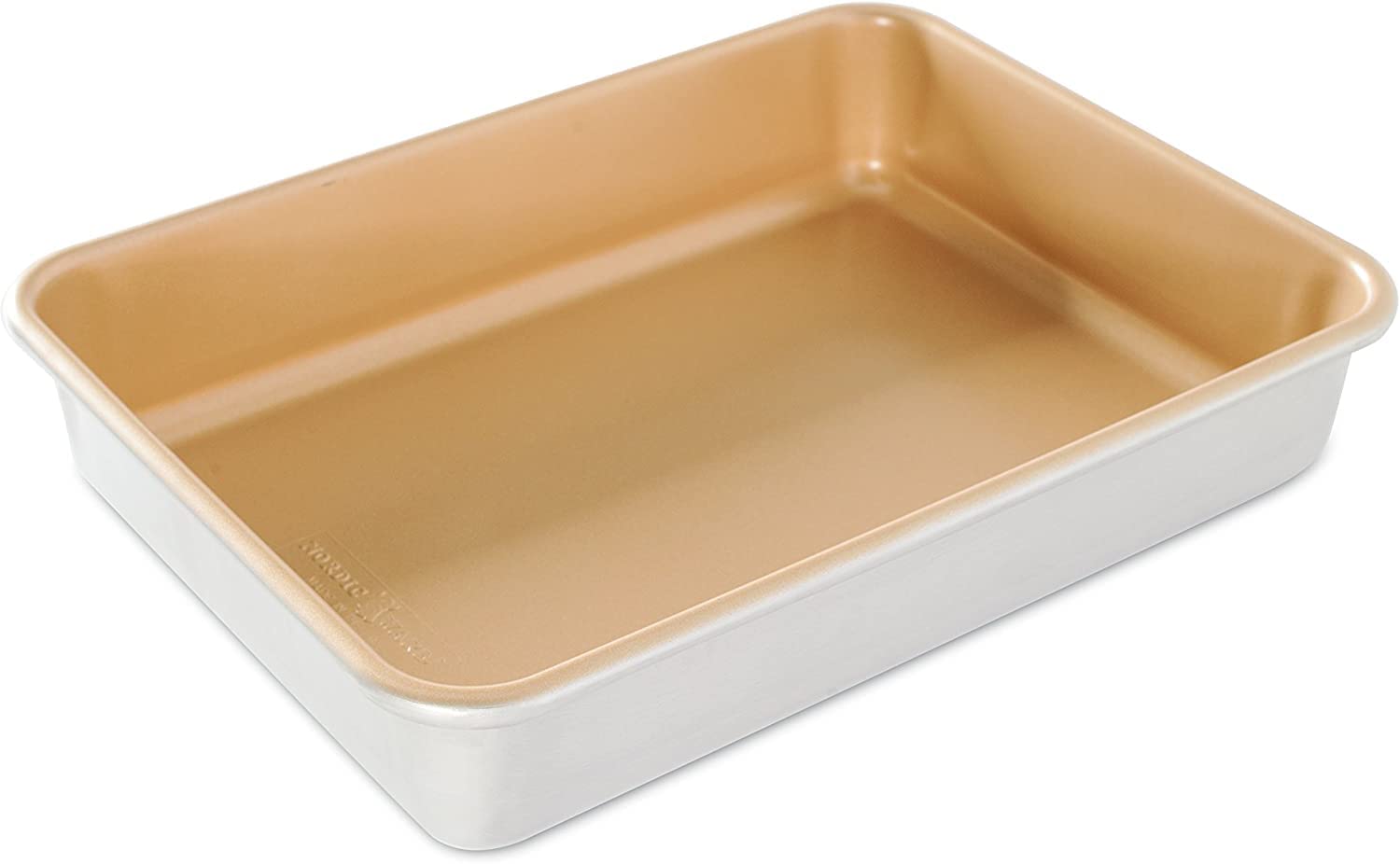 Nordic Ware Naturals Non-Stick 9" x 13" Rectangular Cake Pan, Natural Aluminium Baking Tin with Superior Heat Conductivity, Premium Bakeware Made in the USA, Silver