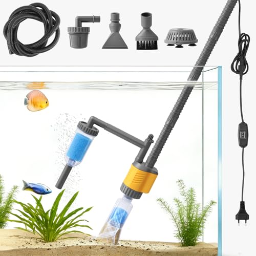 PYPABL Electric Vacuum Cleaner For Aquarium, 1200LPH Cleaning Gravel 8 In 1 Removable, 20W Powerful Suction For Changing Water, Washing Sand, Removing Algae And Circulating Water