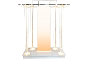 Sunnibety Acrylic Church Pulpits with Wheels and 16 Colors LED Lights, Modern Podium Stand Hosting Station Lecterns for Church Wedding Concert Speech Classroom, Remote Control