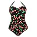 GWELL Womens Floral Print Vintage One Piece Swimsuit Halter Neck Monokinis