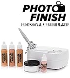 Photo Finish Professional Airbrush Cosmetic Makeup System Kit / Chose Shades- Light Medium or Tan 3pc Foundation Set - Chose Matte or Luminous Finish Kit (Medium- Matte Finish)