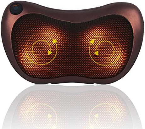 Genetal Shiatsu Deep Kneading Massage Pillow with Heat / Massage, Relax, Sooth and Relieves Neck, Shoulder, Back and Waist,Car Home Office Use (Brown)