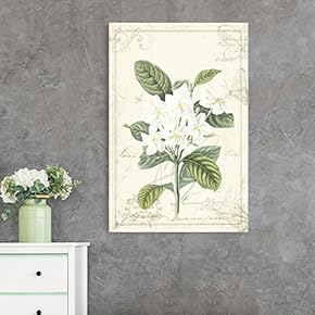 Canvas Wall Art - Vintage Style White Flowers and Butterfly - Giclee Print Gallery Wrap Modern Home Art Ready to Hang - 12x18 inches