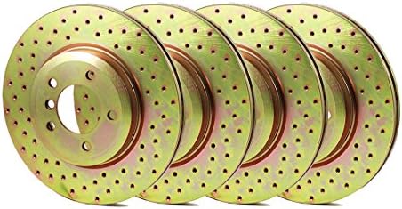 Brakenetic Sport Cross Drilled Brake Disc Rotors [ISF] BSR78021 [FRONT + REAR SET]