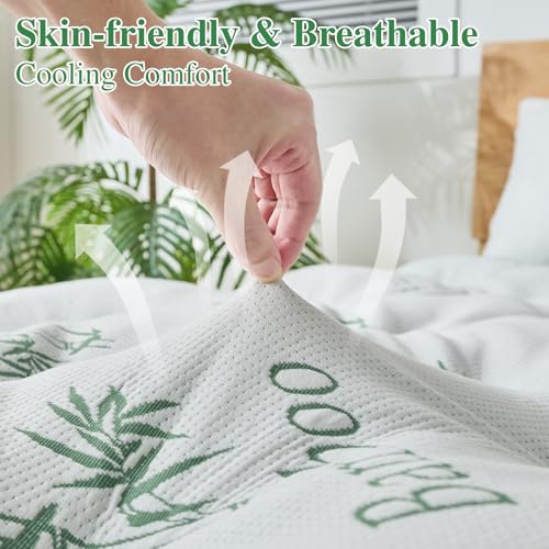 WhatsBedding 4 Inch Memory Foam Mattress Topper Queen for Back Pain Relief, Filled with Breathable Gel Memory Foam, Cooling Bamboo Viscose Air Layer, Supportive Pillow Top Mattress Topper