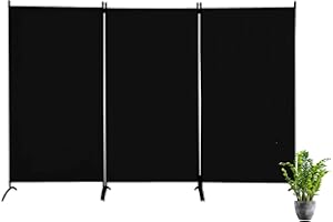 GAILDON Room Dividers and Folding Privacy Screens, Partition Room Dividers Wall for Separation, Home, Studio (3 Panels, Black)