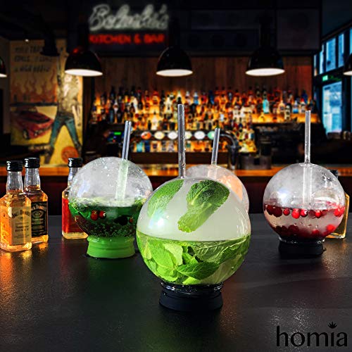 homia Cocktail Ball, Food Smoke Infuser Accessory - Cocktail Ball Glass with Glass Straw for Drink Smoker, 12 Oz (350 ml), Green