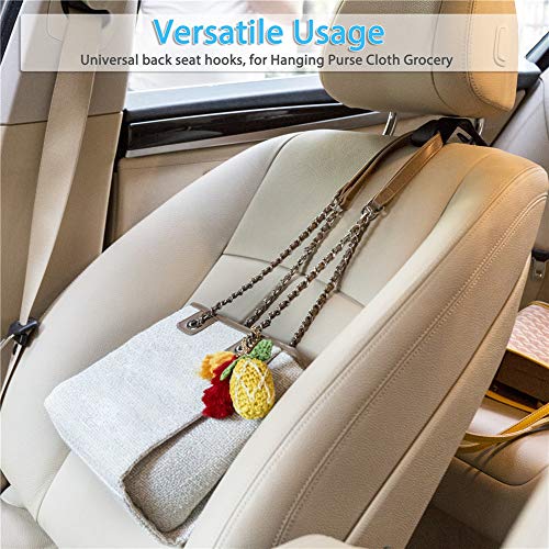 FJCTER Car Vehicle Headrest Hooks with 44 LB Load Capacity Durable Back Seat Hangers with Intimate Design Portable Organizer Holder for Handbag Purse Cloth Grocery (4 Pack)