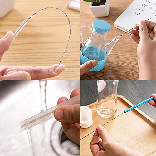 Drinking Straw Cleaning Brushes Set, 9.45 Inches Pipe Tube Cleaner Nylon Bristles Stainless Steel Handle - Set of 10 - Thumbnail 3