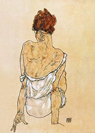 Amazon Com 1art1 Egon Schiele Poster Adhesive Photo Wallpaper Seated Woman In Underwear Rear View 1917 2 Parts 98 X 71 Inches Kitchen Dining