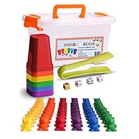 SET4kids Counting Bears with Matching/Sorting Cups, 4 Dice , Tweezers and an Activity e-Book. for Toddler Games | Early Childhood Education. 71 pc Game Set