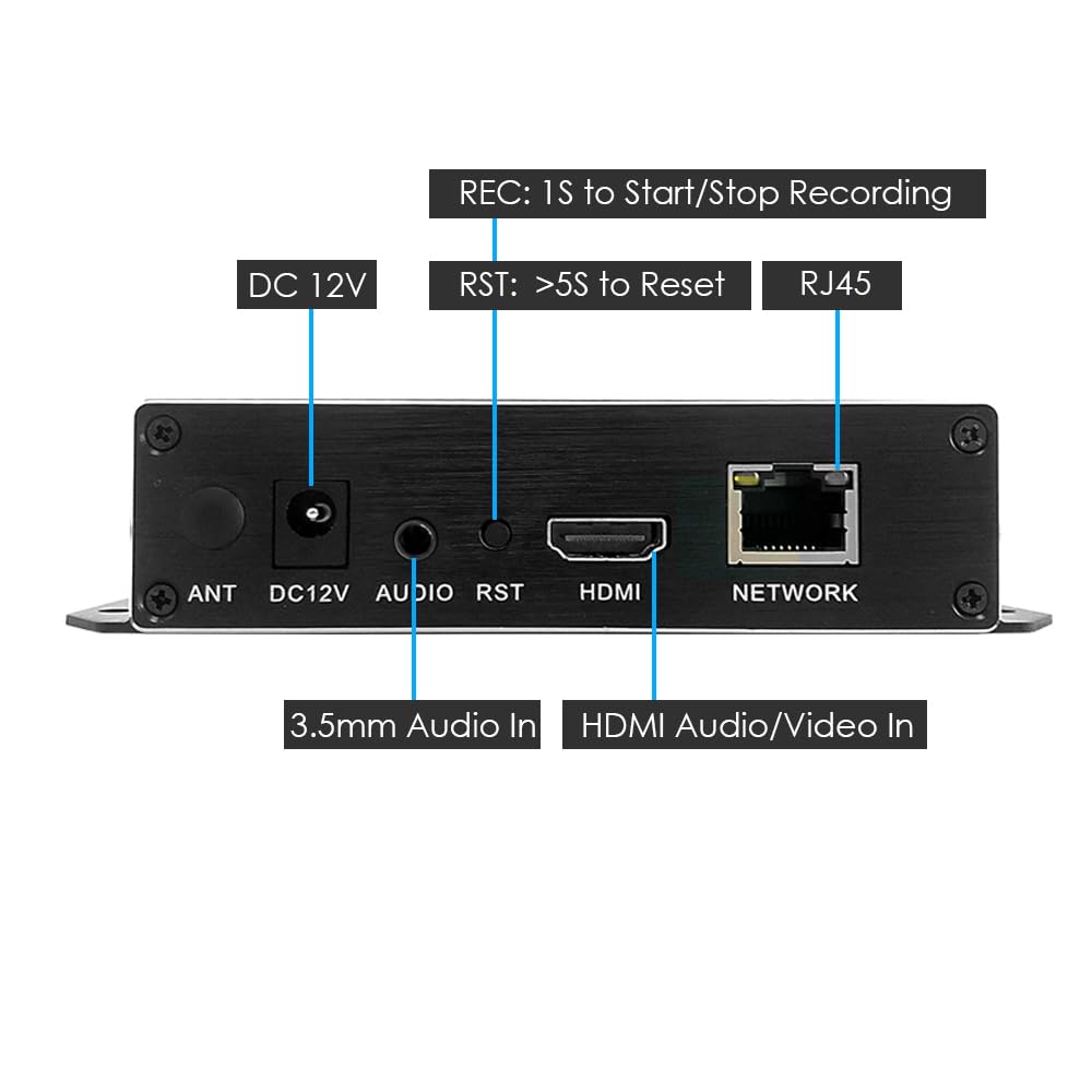 EXVIST H.265 1080P PoE HDMI Video Encoder W/SD Card Slot Max. 128G DDNS HTTP RTMP RTSP SRT TS UDP Compatible with ONV/HK Private Protool for IPTV Live Streaming to YouTube Facebook Vimeo