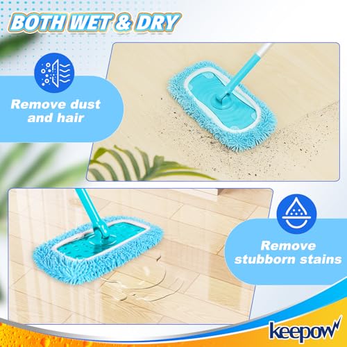 KEEPOW Reusable Pads for Flash Speed Mop Refill Wipes, Microfiber Wet Dry Refills for Flash Speed Mop Starter Kit, Machine Washable Up to 100x (4 Pack)
