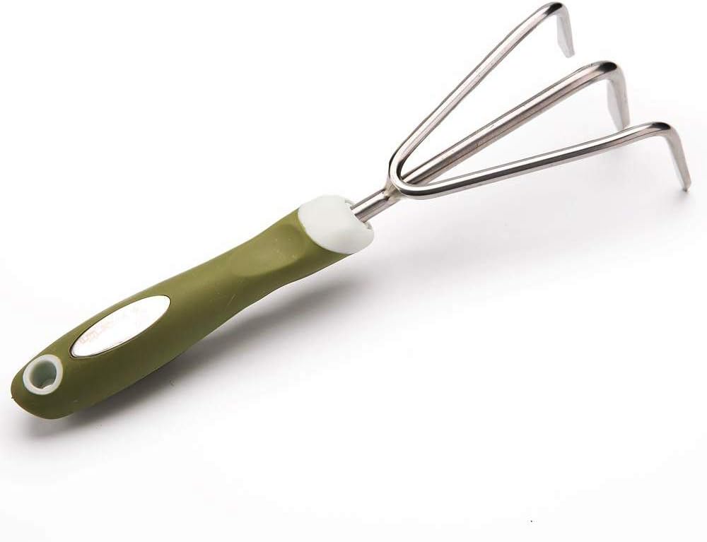 Homes Garden Bend-Proof Small Hand Cultivator 10.25" L x 3.5" W Stainless Steel Garden Hand Rake Tool 3 Claws PP & TPR Ergonomic Soft Handle Grip Non-Slip #G-2007-US : Garden & Outdoor