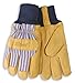 Lined Premium Grain Pigskin Leather Palm Gloves - Knit Wrist (Large)