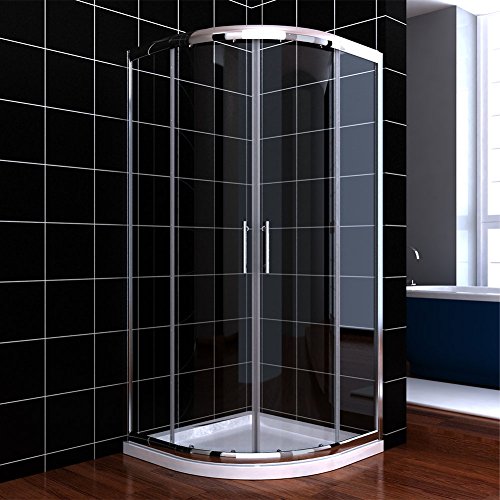Buy ELEGANT 800 x 800 mm Quadrant Shower Cubicle Enclosure 6mm Glass Sliding Door with Stone