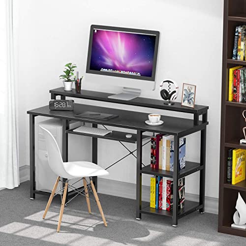 NOBLEWELL Computer Desk with Monitor Stand Storage Shelves Keyboard Tray，47" Studying Writing