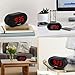 REACHER Small Digital Alarm Clock with Simple Operation, Easy Snooze, Red LED Numbers, USB Phone Charging Port, Outlet Powered Compact Clock for Bedrooms [No Plug Included]