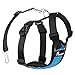 Pawaboo Dog Safety Vest Harness, Pet Car Harness Vehicle Seat Belt with Adjustable Strap and Buckle Clip, Easy Control for Driving Traveling Safety for Small Medium Dogs Cats, Small, Blue Grid