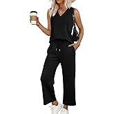 WIHOLL Two Piece Sets for Women Summer Outfits Matching Lounge Sets Wide Leg Crop Pants Vacation Travel
